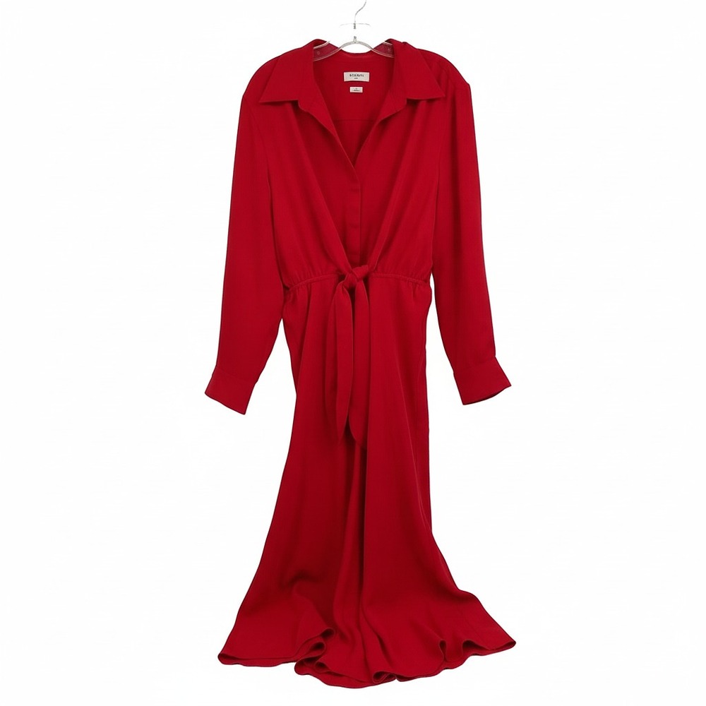 Babaton Red Abbery Tie Front Midi Dress | Womens M